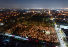 Cmentarz w Ołtarzewie na nocnych zdjęciach z drona 1.11