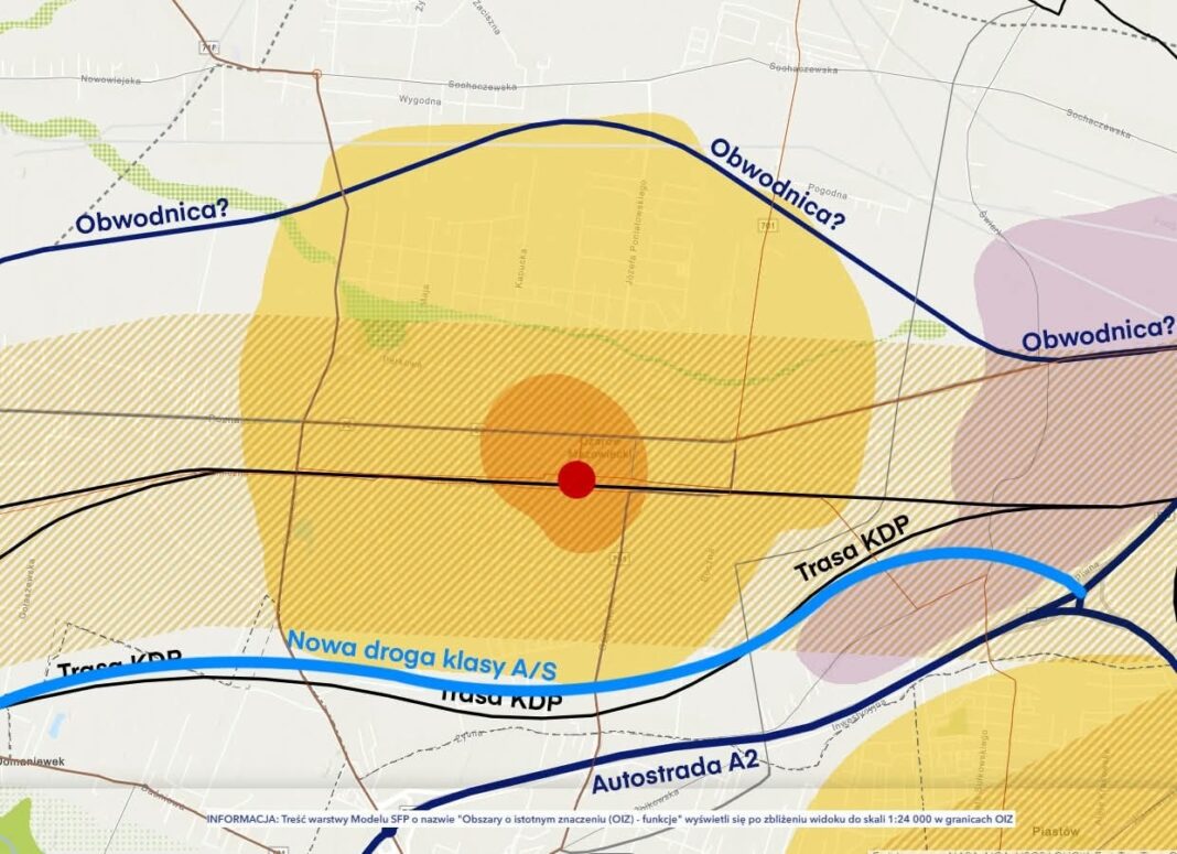 Narysowany przez CPK przebieg obwodnicy